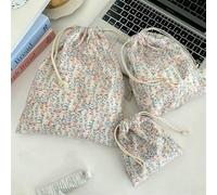5pcs Women Cute Cloth Floral Makeup Bag Pouch Women Kawaii Coin Skincare Storage Organizer Travel Cosmetic Bag Drawstring Case