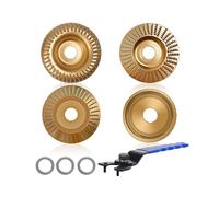 5PCS Wood Carving Disc Set for 4in or 4-1/2in Angle Grinder,Flat Arc Oblique Parallel Grinding Wheels with Wrench