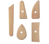 5PCS Wood Clay Sculpting Tools Set for Pottery Carving | Smooth wooden handles, delicate tips, precise carving, per ideal for pottery lines, lightweight design