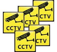 5Pcs Yellow Security Camera Signs Outdoor Strong Adhesion No Trespassing