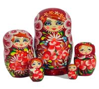 5Pezzi. Matrioska Dipinta A Mano Stile 1 Con Fiori (15 Centimetri)