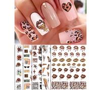 5pezzi Mixed Animals Print Nail Stickers Colorful Leopard Print Lips Lines Glasses Letters Alphabet Design Self Adhesive 3D Decals Manicure Decoration DIY Salon Nail Accessoriesadesivi unghiestickers 