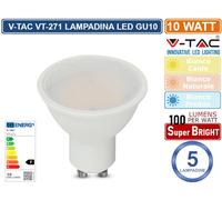 Faretto LED GU10 10W 110° Copertura Satinata 3000K