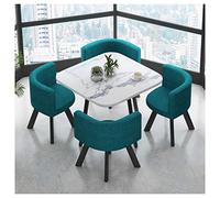 5Piece Green Dining Table Set80/90cm Round Reception & 4 Chairs for Balcony Living Room Coffee Shop Office Leisure UseSimple Stylish Design (Green 3 Square Table)