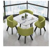 5Piece Green Dining Table Set80/90cm Round Reception & 4 Chairs for Balcony Living Room Coffee Shop Office Leisure UseSimple Stylish Design (Green 1 Square Table)