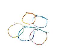 5Pieces Spiaggia Vacanza di Cristallo Perline Braccialetti Quattro Foglie di Quadrifoglio Stringa Elastica Handchain Impilabile Bracciali Per, Misura unica, come descritto