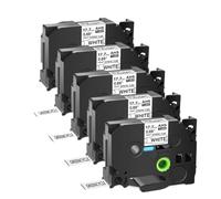 5pk 17. Tubo di restringimento da 7 mm Nero su etichetta bianca funziona con stampanti etichette come PT-1800 HS 241 HSE-241 Compatibile