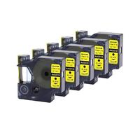 5PK 45013 Nastro D1 da 12 mm, compatibile con etichette DYMO 45016 45010 45017 45018, stampante Dymo LabelManager 160 280 6 colori(5PK-45018-Yellow)