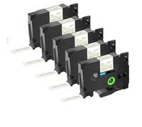 5pk nero su nastri di etichetta bianca 12mm Tze-231 TZ 131 631 241 Compatibile con stampanti per l'etichetta H110(5PK Gold on white)