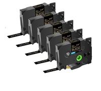5pk nero su nastri di etichetta bianca 12mm Tze-231 TZ 131 631 241 Compatibile con stampanti per l'etichetta H110(5PK Gold on black)