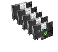 5pk nero su nastri di etichetta bianca 12mm Tze-231 TZ 131 631 241 Compatibile con stampanti per l'etichetta H110(5PK White on clear)