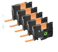 5pk nero su nastri di etichetta bianca 12mm Tze-231 TZ 131 631 241 Compatibile con stampanti per l'etichetta H110(5PK White on orange)