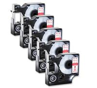 5pk rosso su etichette bianche 12mm x 7m compatibile con cassetta a cartuccia D1 45015 per stampanti per etichette come 100 120p LabelManager