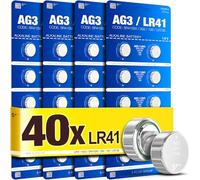 5Plus - Confezione da 40 batterie alcaline a bottone LR41 AG3 392 192 SR41SW L736 LR736 LR736 da 1,5 V, ideali per orologi, calcolatrici, giocattoli e piccoli dispositivi elettronici