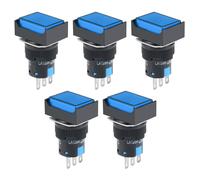 5pz 16mm a scatto Interruttore a pulsante blu Quadrato Pulsante DPST 1 NO 1 NC