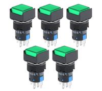 5pz 16mm momentaneo interruttore pulsante Luce LED verde pulsante quadrato