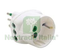 5PZ ADATTATORE TRIPLO 2 POLI + TERRA SCHUKO BIANCO BIANCO 82210: