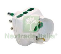 5PZ ADATTATORE TRIPLO 2 POLI + TERRA SCHUKO BIPASSO BIANCO BIANCO 82240: