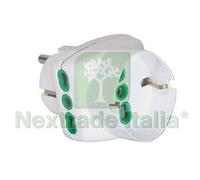 5PZ ADATTATORE TRIPLO 2 POLI + TERRA SCHUKO BIPASSO SPINA SCHUKO BIANCO BIANCO :