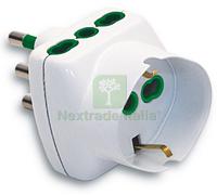 5PZ ADATTATORE TRIPLO 2P+T SPINA 16A 2 PRESE 10 16A+SCHUKO: