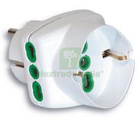 5PZ ADATTATORE TRIPLO 2P+T SPINA SCHUKO 2 PRESE 10 16A+SCHUKO: