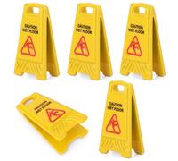 5pz Mini Cartello Pavimento Bagnato per Casa delle Bambole, Realistico Mini Cartello di Avvertimento Pavimento Scivoloso per Giochi di Ruolo Migliorare la Consapevolezza della Sicurezza