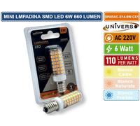 5PZ MINI LAMPADINA CORN LED SMD 2835 E14 6W WATT 660 LUMEN 3000K - 4000K - 6000K