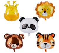 5pz palloncini animali safari, Forniture per Feste Zoo a Tema Giungla Palloncini con Testa di Animale Giraffa Leone Tigre Orso Panda a Forma di Panda per Decorazioni per Feste di Compleanno