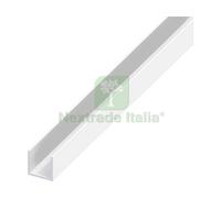 5PZ PROFILO A U ALLUMINIO ARGENTO CROMATO MM. 10X11,5X1 MT. 2: