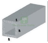5PZ PROFILO ARGENTO H.100 CM TUBO QUADRO 20X20X1 MM: