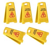 5pz Segnali di Pericolo Pavimento Bagnato in Miniatura, Gialli per Casa Delle Bambole Segnale Pericolo Pavimento Bagnato Segnale Realistico per Gioco di Ruolo Uso Educativo