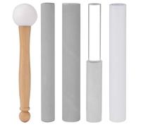 5pz Set di Bacchette per Campane Tibetane in Cristallo, Manico in Legno Bacchetta per Campane Tibetane in Acrilico Trasparente con Manico in Legno Strumento per Cantare in Cristallo