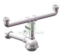 5PZ SIFONE PP A BOTTIGLIA 2 VASCHE + 1 ATTACCO BIANCO MM 40 32 1"1 2: