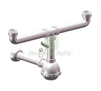 5PZ SIFONE PP A BOTTIGLIA 2 VASCHE + 1 ATTACCO BIANCO MM 40 32 1"1 4: