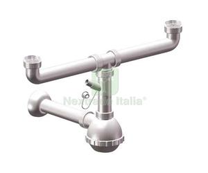 5PZ SIFONE PP A BOTTIGLIA 2 VASCHE + 1 ATTACCO BIANCO MM 40 32 1"1 4: