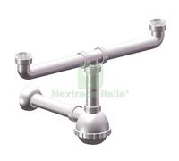 5PZ SIFONE PP A BOTTIGLIA 2 VASCHE BIANCO MM 40 32 1"1 4: