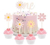 5pz Topper per Torta Boho, ONE Topper per Torta Groovy Retro Hippie Boho Decorazioni Torta Margherita Topper per Cupcake Dessert a Fiori per Forniture per Decorazioni per Torte