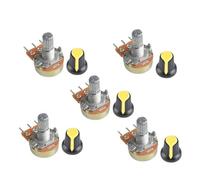 5Set WH148 Potenziometro 1K 10K 20K 50K 100K 250K 500K 15MM 3Pin Potenziometro rotativo lineare conico Resistore con tappo giallo AG2(500K Ohm)