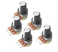 5Set WH148 Potenziometro B1K B10K B20K B50K B100K B250K B500K 15MM 3Pin Potenziometro rotativo lineare conico Resistore con tappo AG2(100K-White)