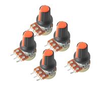 5Set WH148 Potenziometro B1K B10K B20K B50K B100K B250K B500K 15MM 3Pin Potenziometro rotativo lineare conico Resistore con tappo AG2(100K-Orange)
