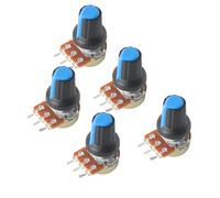 5Set WH148 Potenziometro B1K B10K B20K B50K B100K B250K B500K 15MM 3Pin Potenziometro rotativo lineare conico Resistore con tappo AG2(500K-Blue)
