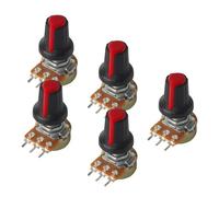 5Set WH148 Potenziometro rotativo lineare B1K B2K B5K B10K B20K B50K B100K B250K B500K B1M 3Pin Albero da 15 mm con manopole AG2 rosse(250K OHM)