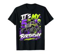 5th Birthday Monster Truck Party 5 Years Old Boys Theme Maglietta