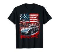 5th Gen Vette Car Sport Car Custom American Flag USA Maglietta