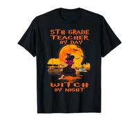 5th Grade Teacher By Day Witch By Night Halloween Costume Maglietta
