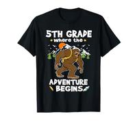 5th Grade Where The Adventure Begins Back To School Bigfoot Maglietta