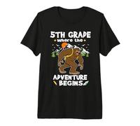 5th Grade Where The Adventure Begins Back To School Bigfoot Maglietta Premium