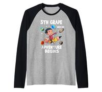 5th Grade Where The Adventure Begins Back To School for Boys Maglia con Maniche Raglan