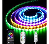5V Striscia LED RGB Smart IC, 2M USB Strisce LED Dimmerabile, Tagliabili Adesive Luci Luminosa con Music Sincronizzazione APP Controllo Funzione Timer per Gaming Room Bar PC TV Party Vetrine Decorare