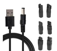 5V Universale Kit Caricatore per 15V HQ8505 Philips Norelco 3000 5000 7000 9000, Caricatore Rasoio Cavo con 6 Spine USB Adattatore per 12V Braun Serie 9 5 7 3 1 con vari Caricabatterie tagliacapelli